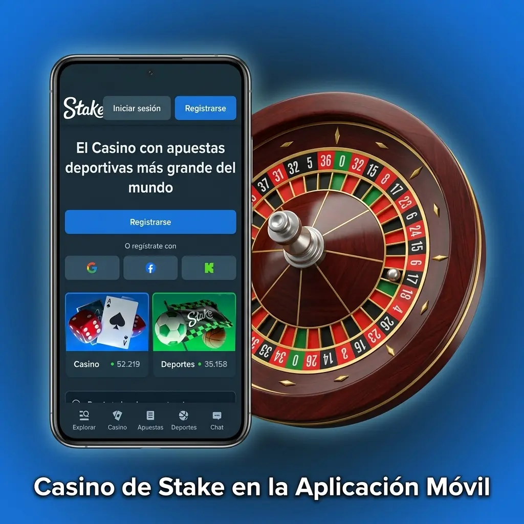 Sección de casino en la app móvil de Stake con más de 3000 juegos optimizados para Android e iOS