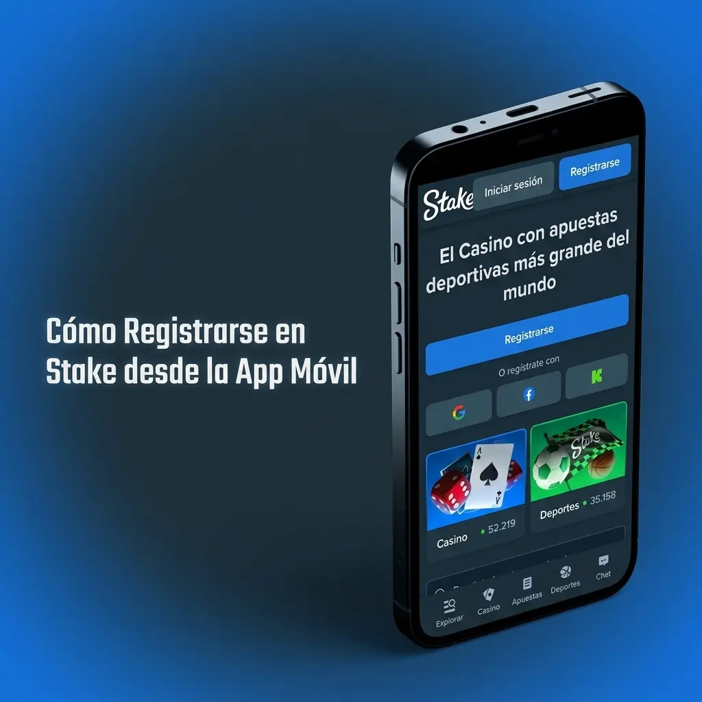 Pasos para registrarse en Stake desde la app móvil Android con interfaz táctil optimizada